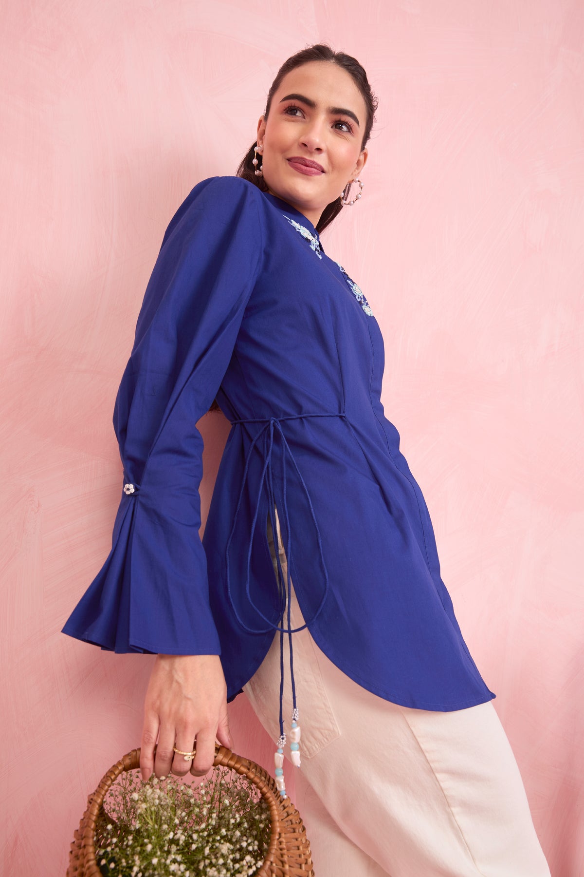 Royal Blue Embroidered Shirt