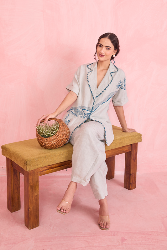 Mist Grey Nature-Inspired Co-ord Set