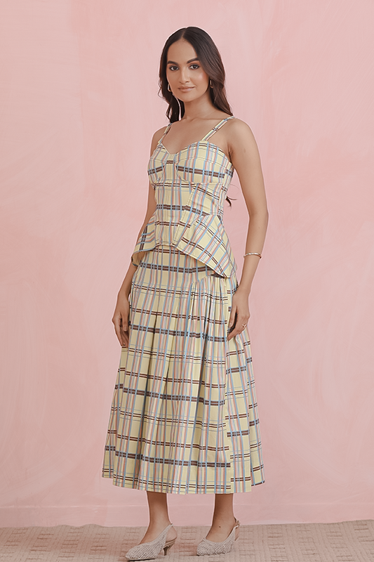 Pastel Plaid Peplum Co-ord Set