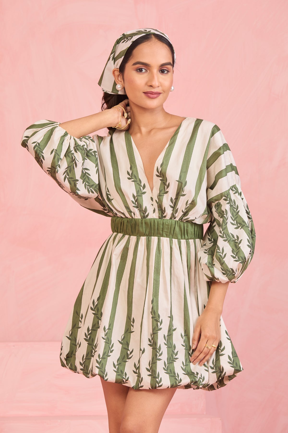 Olive Bloom Bubble Dress
