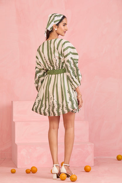 Olive Bloom Bubble Dress