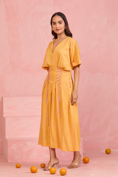 Sunbeam Lace-Up Midi Dress