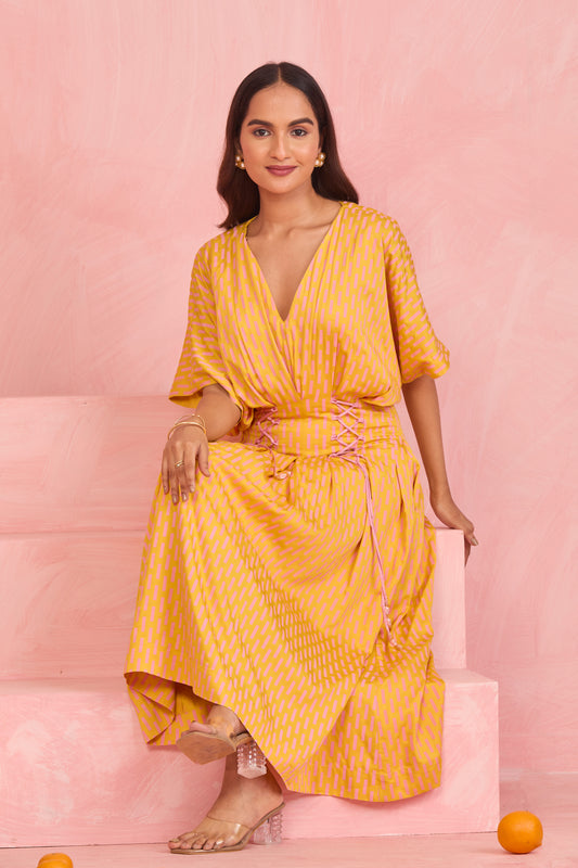 Sunbeam Lace-Up Midi Dress