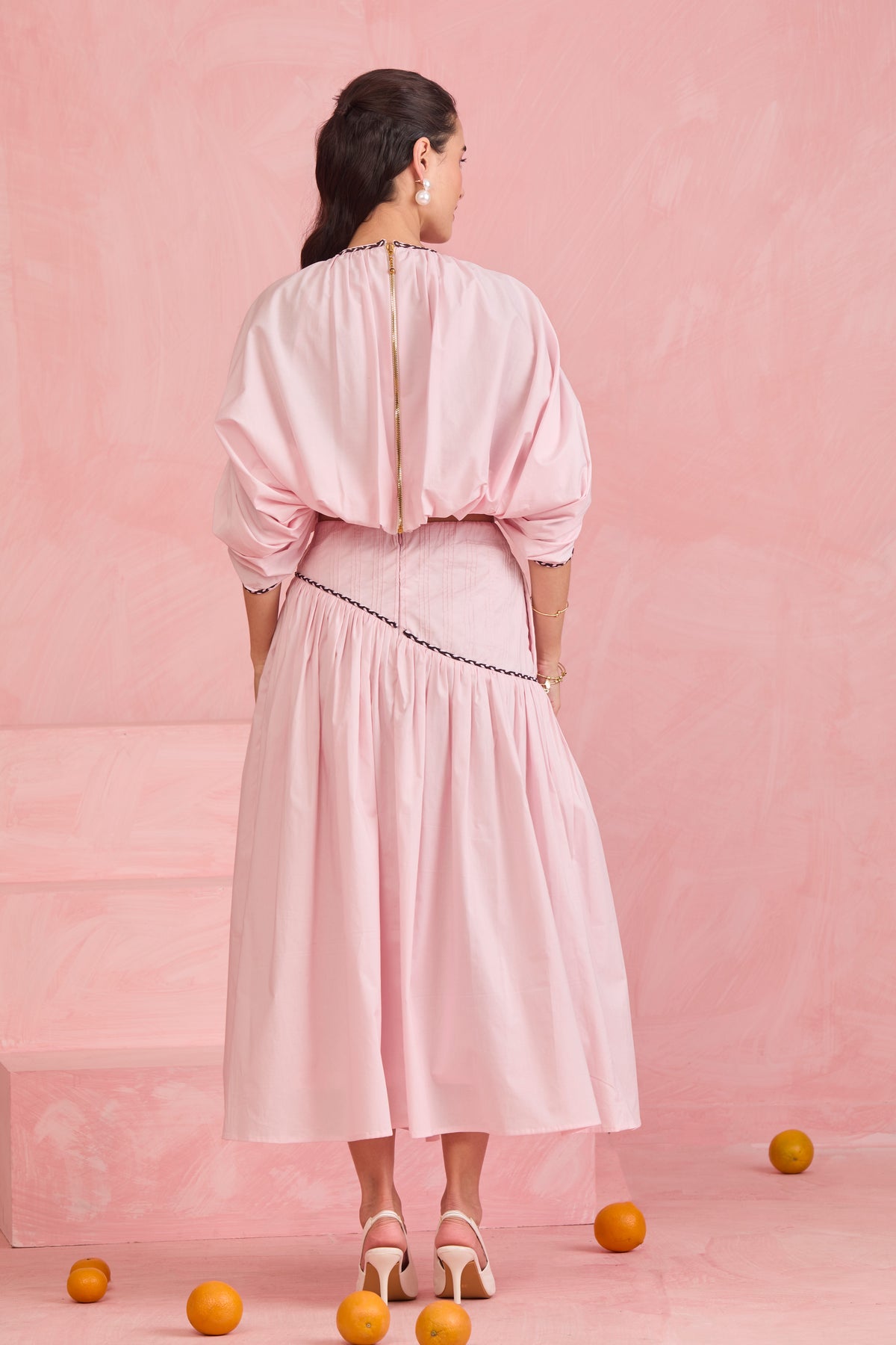 Blush Cape Top & Gathered Skirt Set