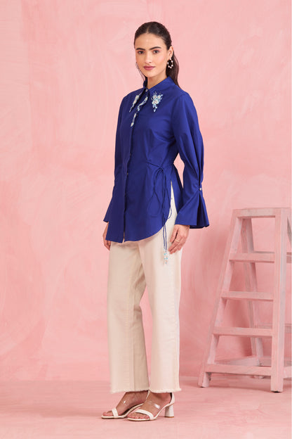 Royal Blue Embroidered Shirt