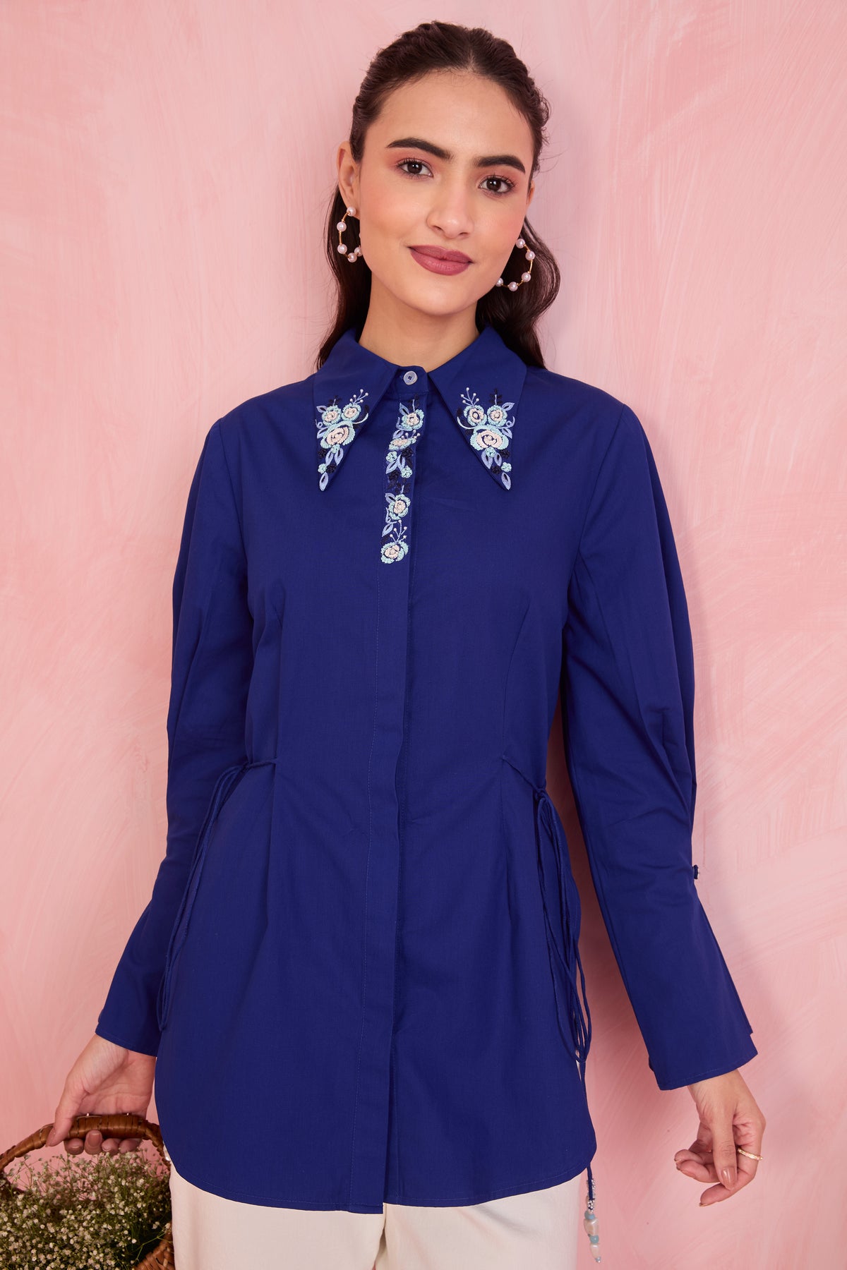 Royal Blue Embroidered Shirt
