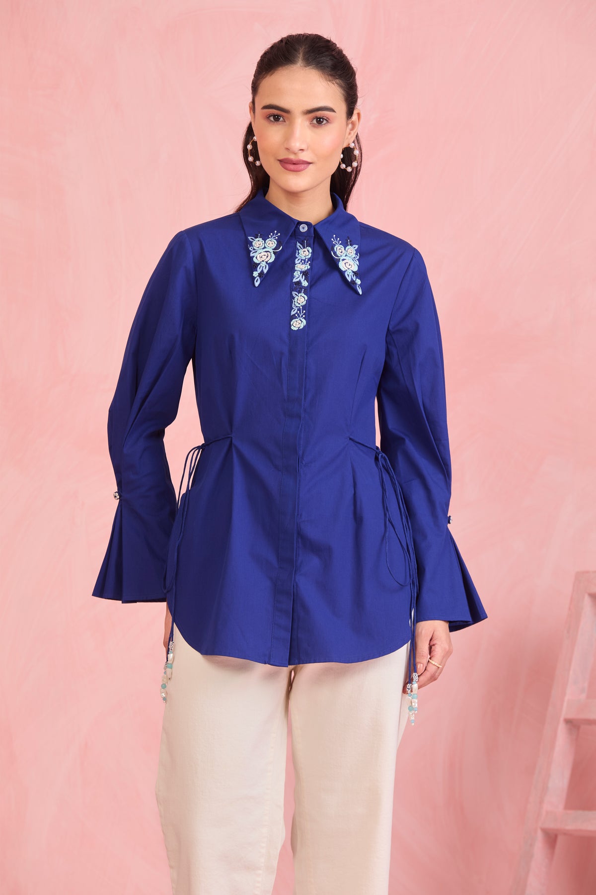 Royal Blue Embroidered Shirt