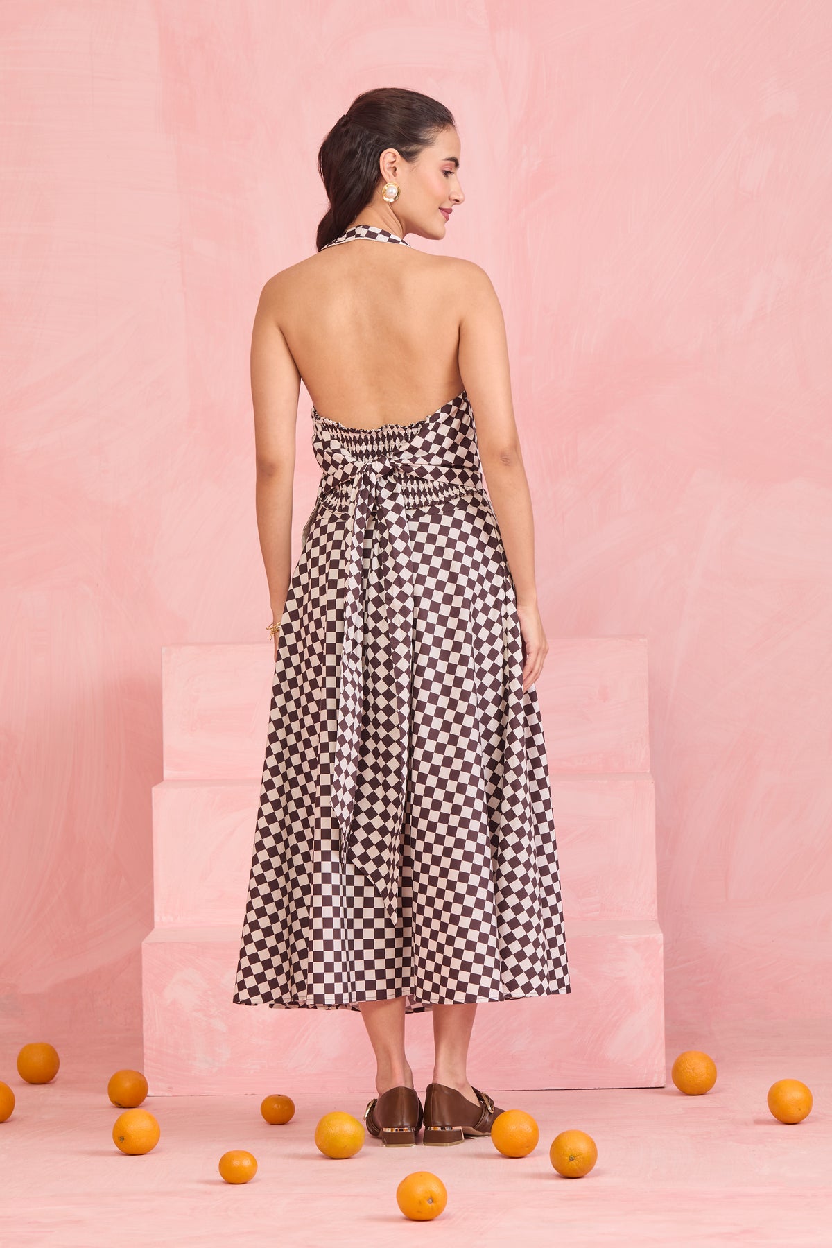 Mocha Mosaic Halter Neck Co-ord set