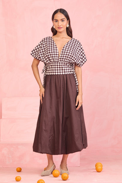 Mocha Check Wrap Co-ord set