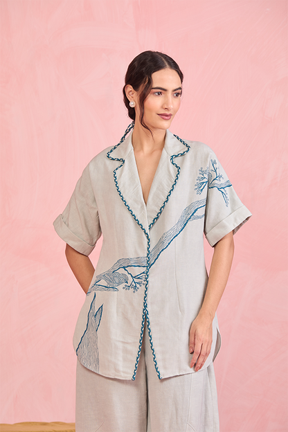 Mist Grey Nature-Inspired Co-ord Set